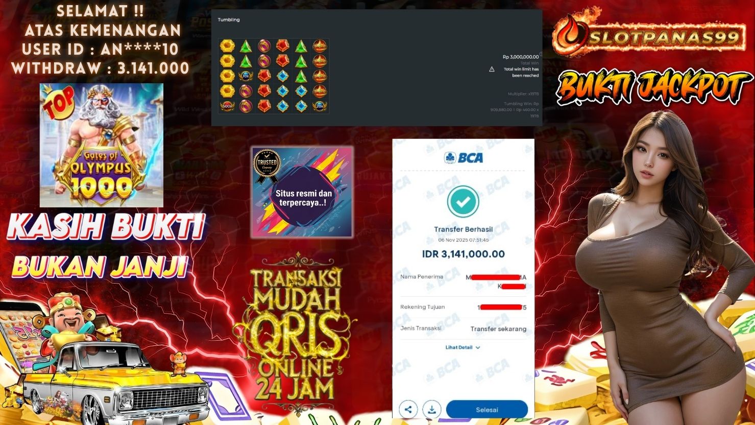 SLOTPANAS99 JACKPOT SLOT GATES OF OLYMPUS 1000